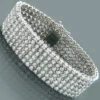 14K White Gold Men's 6-Row Flexible Diamond Bracelet 10.43ct