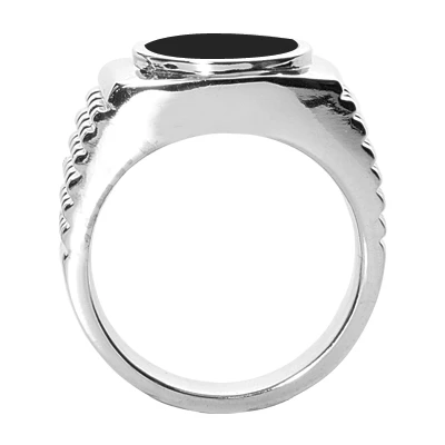 14K White Gold Men's Black Onyx Ring 12.2mm 3 14K White Gold Men's Black Onyx Ring 12.2mm - Image 3