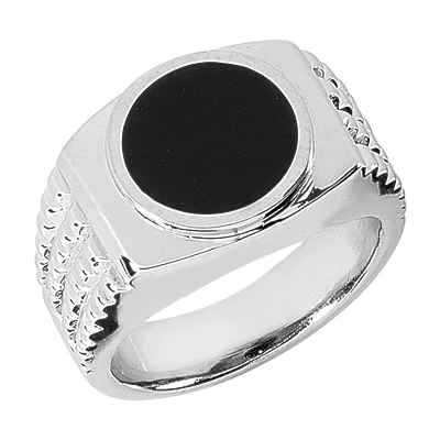 14K White Gold Men's Black Onyx Ring 12.2mm 1 14K White Gold Men's Black Onyx Ring 12.2mm