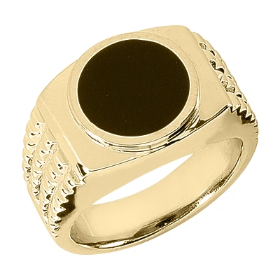 14K White Gold Men's Black Onyx Ring 12.2mm 2 14K White Gold Men's Black Onyx Ring 12.2mm - Image 2