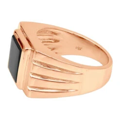 14K Yellow Gold Men's Black Onyx Ring 14.4mm 13 14K Yellow Gold Men's Black Onyx Ring 14.4mm -Luxurman 14k gold mens black onyx ring p 28011 backro