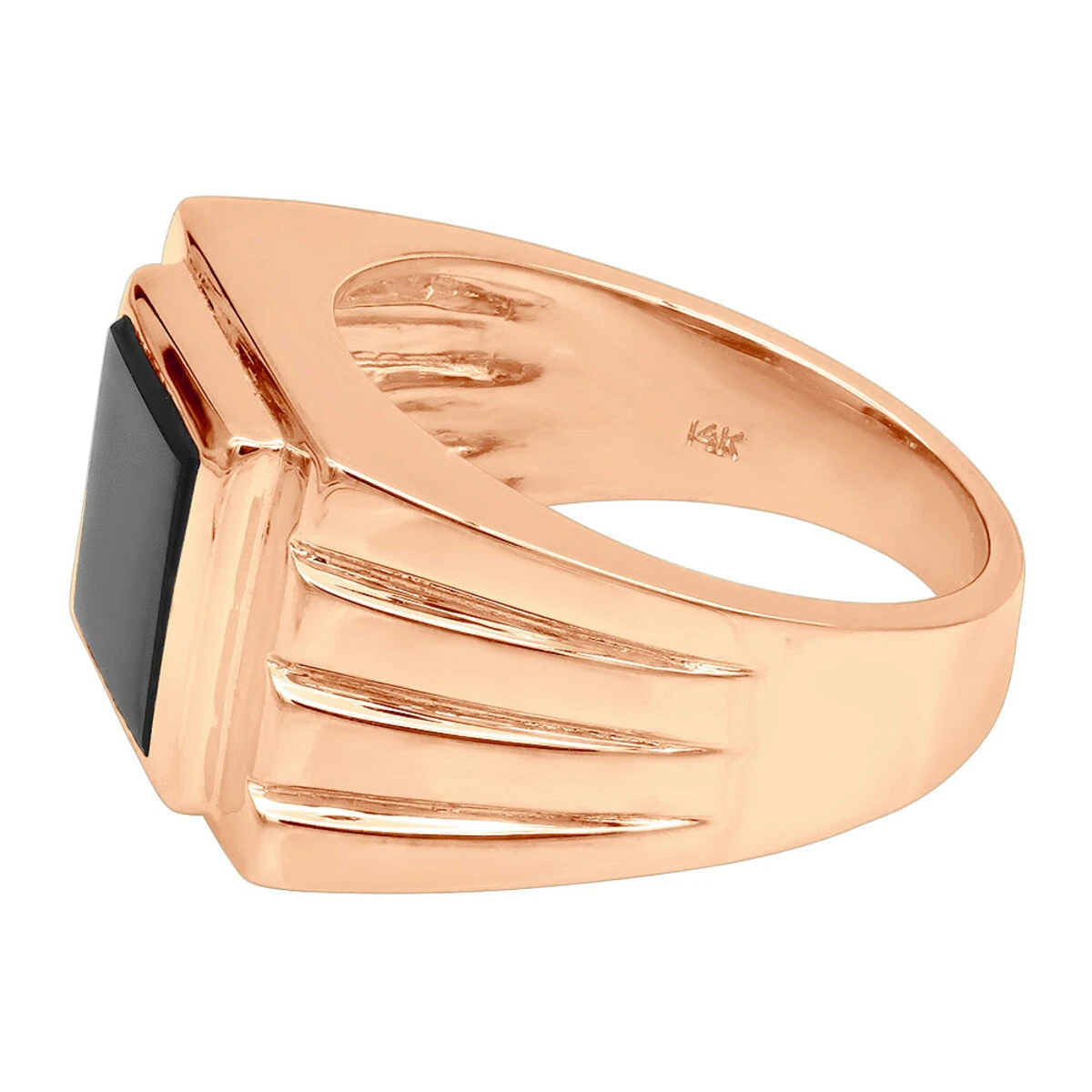 14K Yellow Gold Men's Black Onyx Ring 14.4mm 6 14K Yellow Gold Men's Black Onyx Ring 14.4mm - Image 6