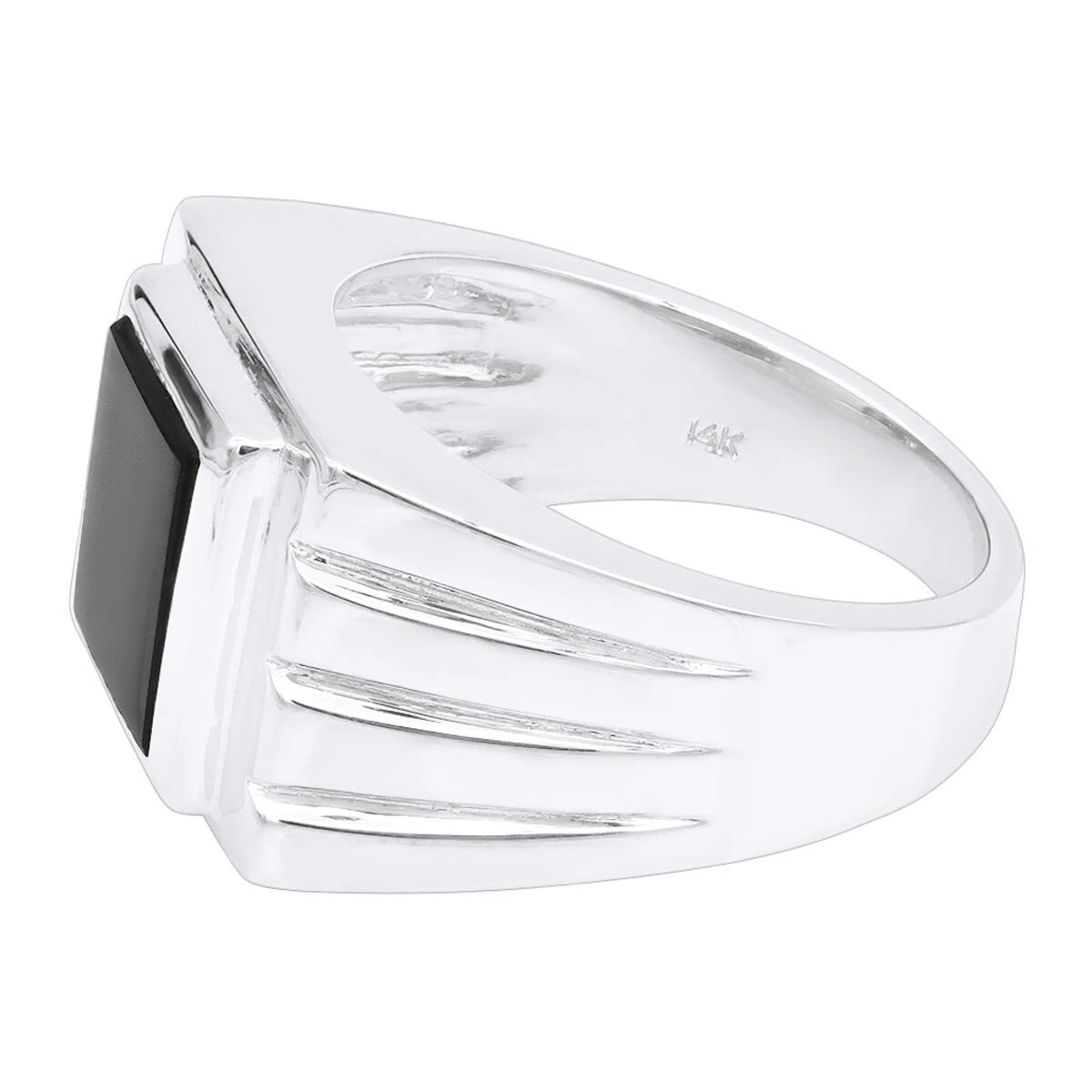 14K Yellow Gold Men's Black Onyx Ring 14.4mm 4 14K Yellow Gold Men's Black Onyx Ring 14.4mm - Image 4