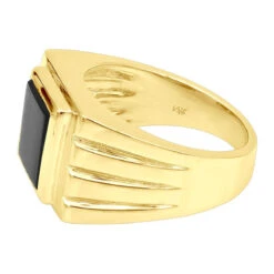 14K Yellow Gold Men's Black Onyx Ring 14.4mm 12 14K Yellow Gold Men's Black Onyx Ring 14.4mm -Luxurman 14k gold mens black onyx ring p 28011 backye