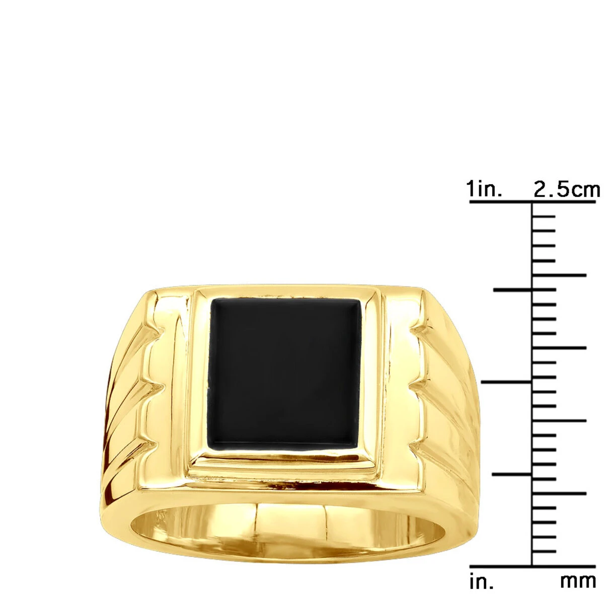 14K Yellow Gold Men's Black Onyx Ring 14.4mm 8 14K Yellow Gold Men's Black Onyx Ring 14.4mm - Image 8