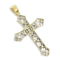 Large 14K Yellow Gold Men's Diamond Cross Pendant 2ct 3.5 Inches Long -Luxurman 14k gold mens diamond cross pendant 200ct p 40344 backye