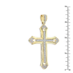Large 14K Yellow Gold Men's Diamond Cross Pendant 2ct 3.5 Inches Long -Luxurman 14k gold mens diamond cross pendant 200ct p 40344 rulerye