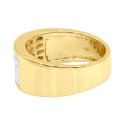Unique Wedding Bands 14K Yellow Gold Men's Diamond Pinky Ring Invisible Set 2.95ct -Luxurman 14k gold mens diamond pinky ring invisible set 295ct p 6641 backye 20220102