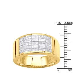 Unique Wedding Bands 14K Yellow Gold Men's Diamond Pinky Ring Invisible Set 2.95ct -Luxurman 14k gold mens diamond pinky ring invisible set 295ct p 6641 rulerye 20220102