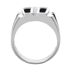 14K White Gold Men's Diamond Ring 0.28ct -Luxurman 14k gold mens diamond ring 028ct p 27854 back white 20220426