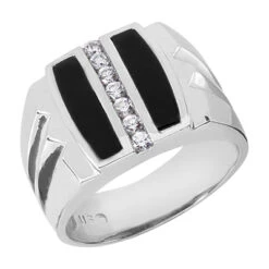 14K White Gold Men's Diamond Ring 0.28ct