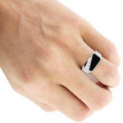Black Onyx 14K White Gold Men's Diamond Ring 0.30ct -Luxurman 14k gold mens diamond ring 030ct p 27944 bodwh
