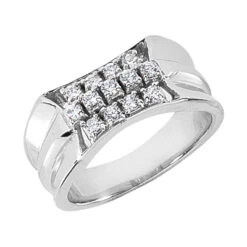 14K White Gold Men's Diamond Ring 0.65ct
