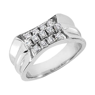 14K White Gold Men's Diamond Ring 0.65ct 1 14K White Gold Men's Diamond Ring 0.65ct