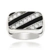 14K White Gold Men's Diamond Ring 0.78ct 13.2mm