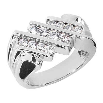14K White Gold Men's Diamond Ring 1.04ct 10.8mm 1 14K White Gold Men's Diamond Ring 1.04ct 10.8mm
