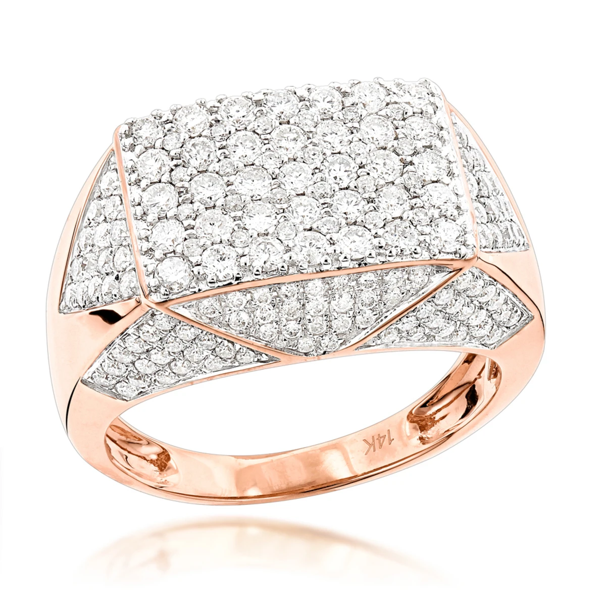 14K Yellow Gold Men's Diamond Ring 2.75ct Pinky Ring 3 14K Yellow Gold Men's Diamond Ring 2.75ct Pinky Ring - Image 3