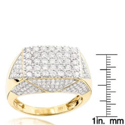 14K Yellow Gold Men's Diamond Ring 2.75ct Pinky Ring 9 14K Yellow Gold Men's Diamond Ring 2.75ct Pinky Ring -Luxurman 14k gold mens diamond ring 275ct pinky ring rulerye