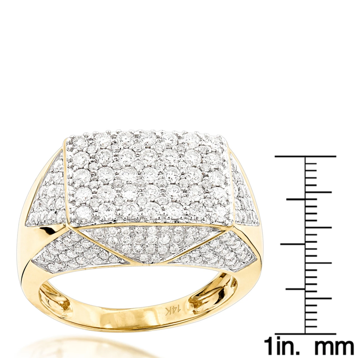 14K Yellow Gold Men's Diamond Ring 2.75ct Pinky Ring 5 14K Yellow Gold Men's Diamond Ring 2.75ct Pinky Ring - Image 5