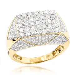 14K Yellow Gold Men's Diamond Ring 2.75ct Pinky Ring