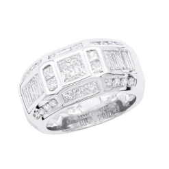 14K White Gold Men's Diamond Ring 3.53ct