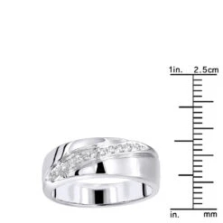 14K White Gold Men's Diamond Wedding Band 0.12ct 7.1mm 8 14K White Gold Men's Diamond Wedding Band 0.12ct 7.1mm -Luxurman 14k gold mens diamond wedding band 012ct p 27599 rulerwh