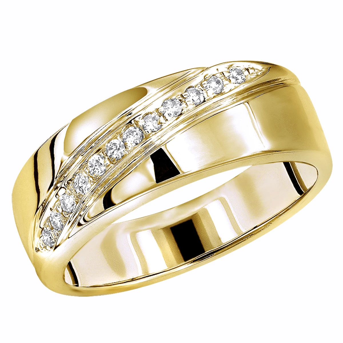 14K White Gold Men's Diamond Wedding Band 0.12ct 7.1mm 2 14K White Gold Men's Diamond Wedding Band 0.12ct 7.1mm - Image 2