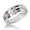 14K White Gold Men's Diamond Wedding Band 0.18ct