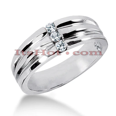 14K White Gold Men's Diamond Wedding Band 0.18ct 1 14K White Gold Men's Diamond Wedding Band 0.18ct