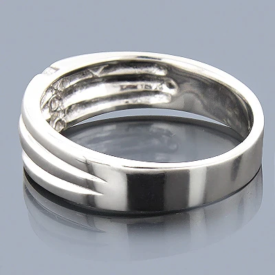 14K White Gold Men's Diamond Wedding Band 0.18ct 2 14K White Gold Men's Diamond Wedding Band 0.18ct - Image 2