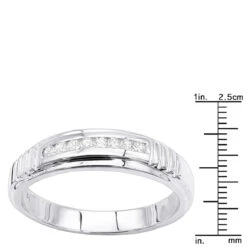 14K White Gold Men's Diamond Wedding Band 0.23ct -Luxurman 14k gold mens diamond wedding band 023ct p 27607 rulerwh