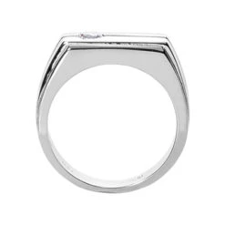 14K White Gold Men's Diamond Wedding Band 0.25ct -Luxurman 14k gold mens diamond wedding band 025ct p 25621 back white 20220426