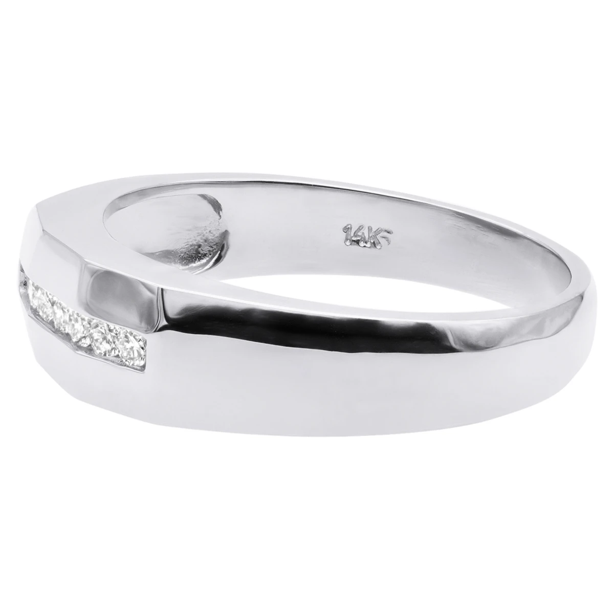 14K White Gold Men's Diamond Wedding Band 0.25ct 5.5mm 4 14K White Gold Men's Diamond Wedding Band 0.25ct 5.5mm - Image 4