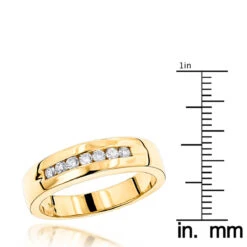 14K Yellow Gold Men's Diamond Wedding Band 0.28ct 5.1mm -Luxurman 14k gold mens diamond wedding band 028ct p 27543 rulerye