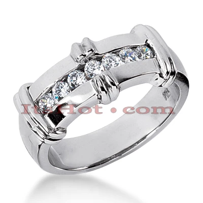 14K White Gold Men's Diamond Wedding Band 0.42ct 1 14K White Gold Men's Diamond Wedding Band 0.42ct