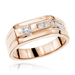 14K White Gold Men's Diamond Wedding Band 0.45ct 8.1mm -Luxurman 14k gold mens diamond wedding band 045ct p 25557 ro