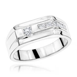 14K White Gold Men's Diamond Wedding Band 0.45ct 8.1mm