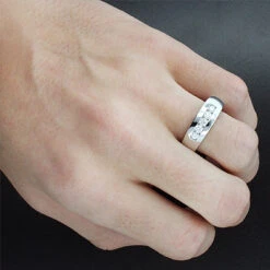 Five Stone 14K White Gold Men's Diamond Wedding Band 0.5ct -Luxurman 14k gold mens diamond wedding band 050ct p 27539bod