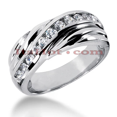 14K White Gold Men's Diamond Wedding Band 0.55ct 1 14K White Gold Men's Diamond Wedding Band 0.55ct