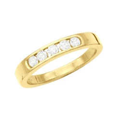 14K Yellow Gold Men's Diamond Wedding Band 0.60ct