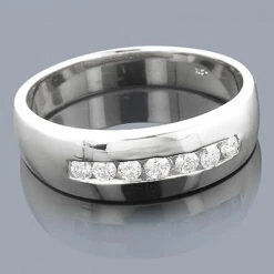 14K White Gold Men's Diamond Wedding Band 0.63ct 7.4mm
