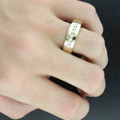 14K White Gold Men's Diamond Wedding Band 0.63ct 7.4mm -Luxurman 14k gold mens diamond wedding band 063ct p 27502bod