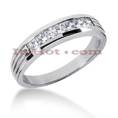 14K White Gold Men's Diamond Wedding Band 0.70ct 5mm 1 14K White Gold Men's Diamond Wedding Band 0.70ct 5mm