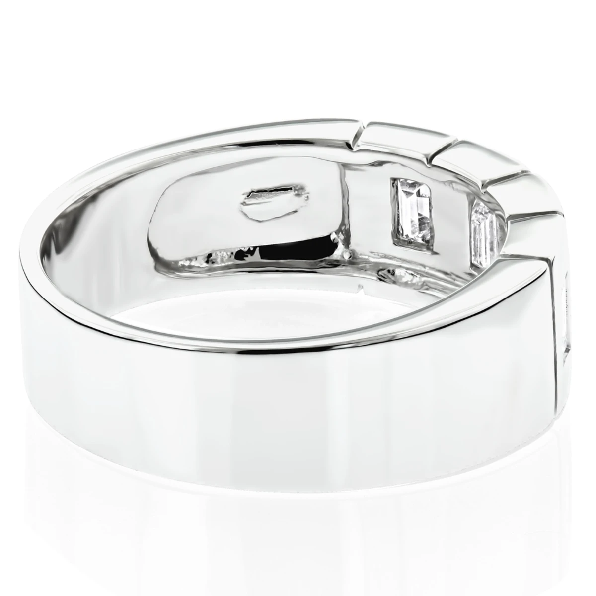 Unique 14K White Gold Men's Diamond Wedding Band By Luxurman 0.8ct 4 Unique 14K White Gold Men's Diamond Wedding Band By Luxurman 0.8ct - Image 4