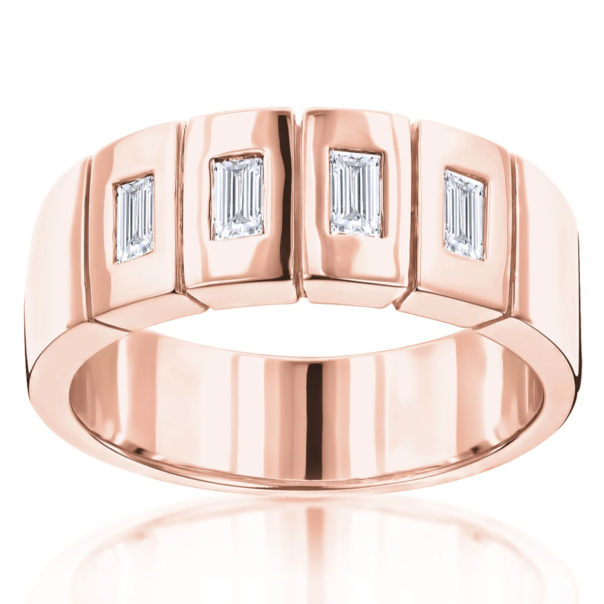 Unique 14K White Gold Men's Diamond Wedding Band By Luxurman 0.8ct 3 Unique 14K White Gold Men's Diamond Wedding Band By Luxurman 0.8ct - Image 3