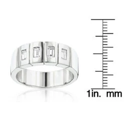Unique 14K White Gold Men's Diamond Wedding Band By Luxurman 0.8ct 11 Unique 14K White Gold Men's Diamond Wedding Band By Luxurman 0.8ct -Luxurman 14k gold mens diamond wedding band 080ct p 27615 rulerwh