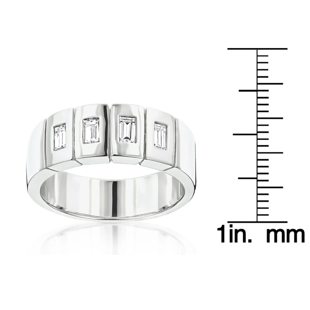 Unique 14K White Gold Men's Diamond Wedding Band By Luxurman 0.8ct 6 Unique 14K White Gold Men's Diamond Wedding Band By Luxurman 0.8ct - Image 6