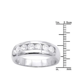 14K White Gold Men's Diamond Wedding Band 0.90ct 6.2mm -Luxurman 14k gold mens diamond wedding band 090ct p 25559 rulerwh