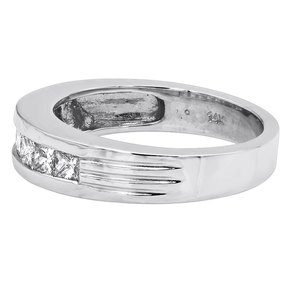 14K White Gold Men's Diamond Wedding Band 0.98ct 4 14K White Gold Men's Diamond Wedding Band 0.98ct - Image 4