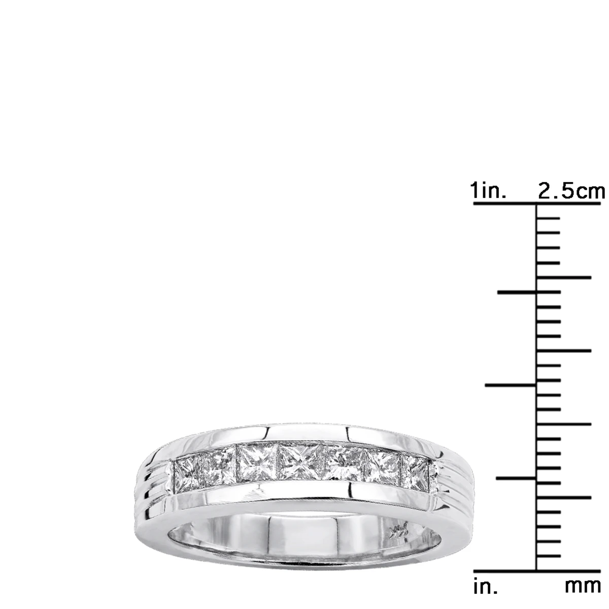 14K White Gold Men's Diamond Wedding Band 0.98ct 8 14K White Gold Men's Diamond Wedding Band 0.98ct - Image 8